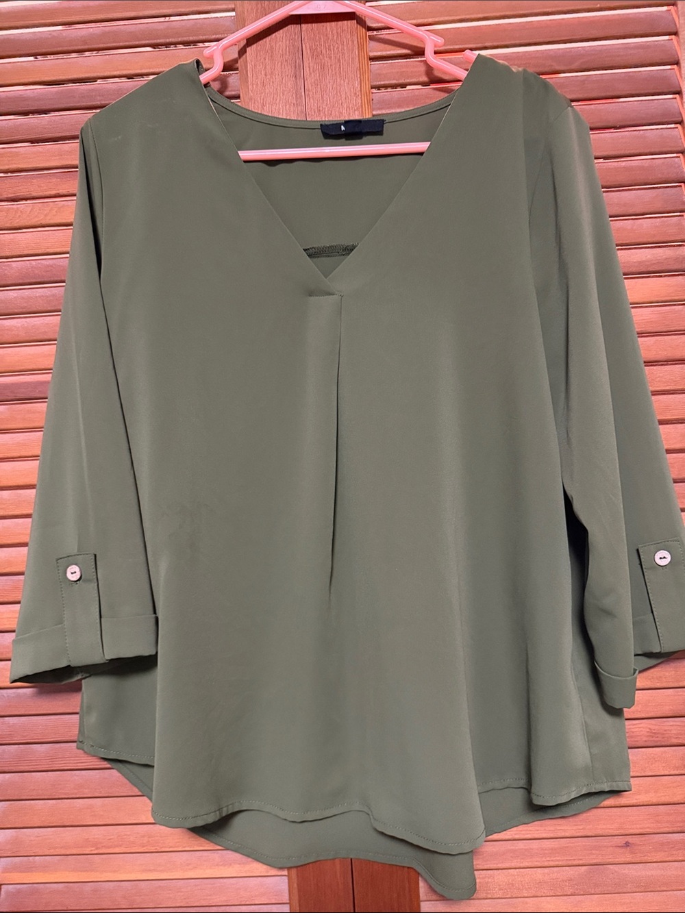 mine Olive V-Neck 3/4 Sleeve Tunic